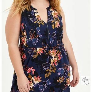 Torrid Sleeveless Zip-Front Shirt Dress Stretch Challis floral  NWT Size 0/Large